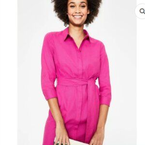 Boden Freya Pink Linen Shirt Dress Size 8P